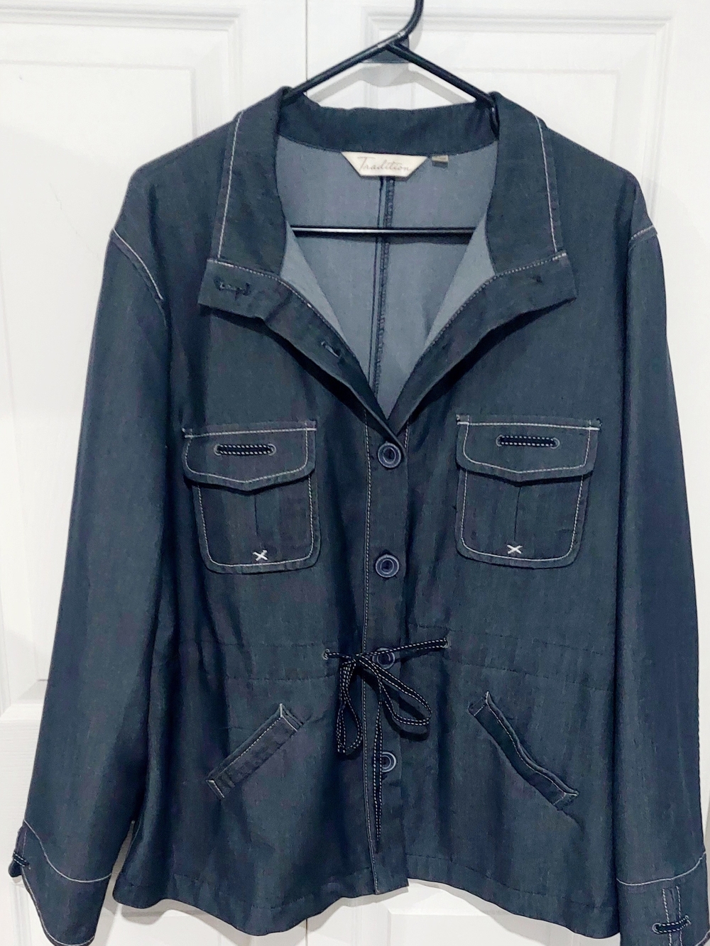 Relaxed Navy Utility Jacket with Drawstring Waist